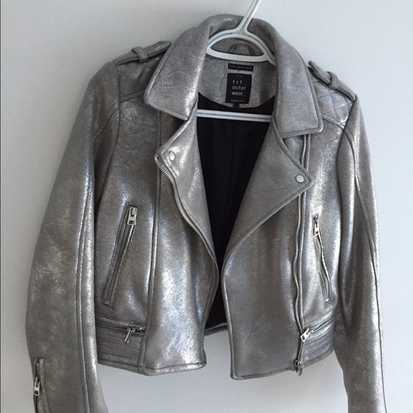 Zara Silver Moto Jacket - Picture 2 of 6